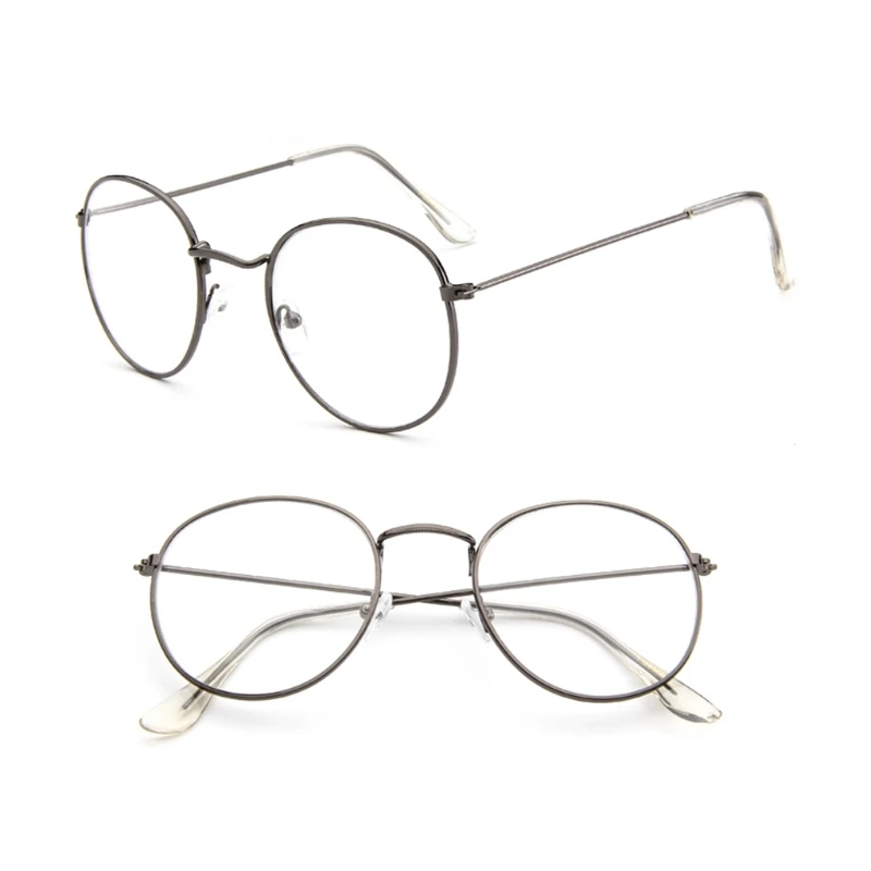 NoEnName_Null винтажные мужские и женские очки, металлическая оправа, круглые прозрачные Линзы для очков, оптические