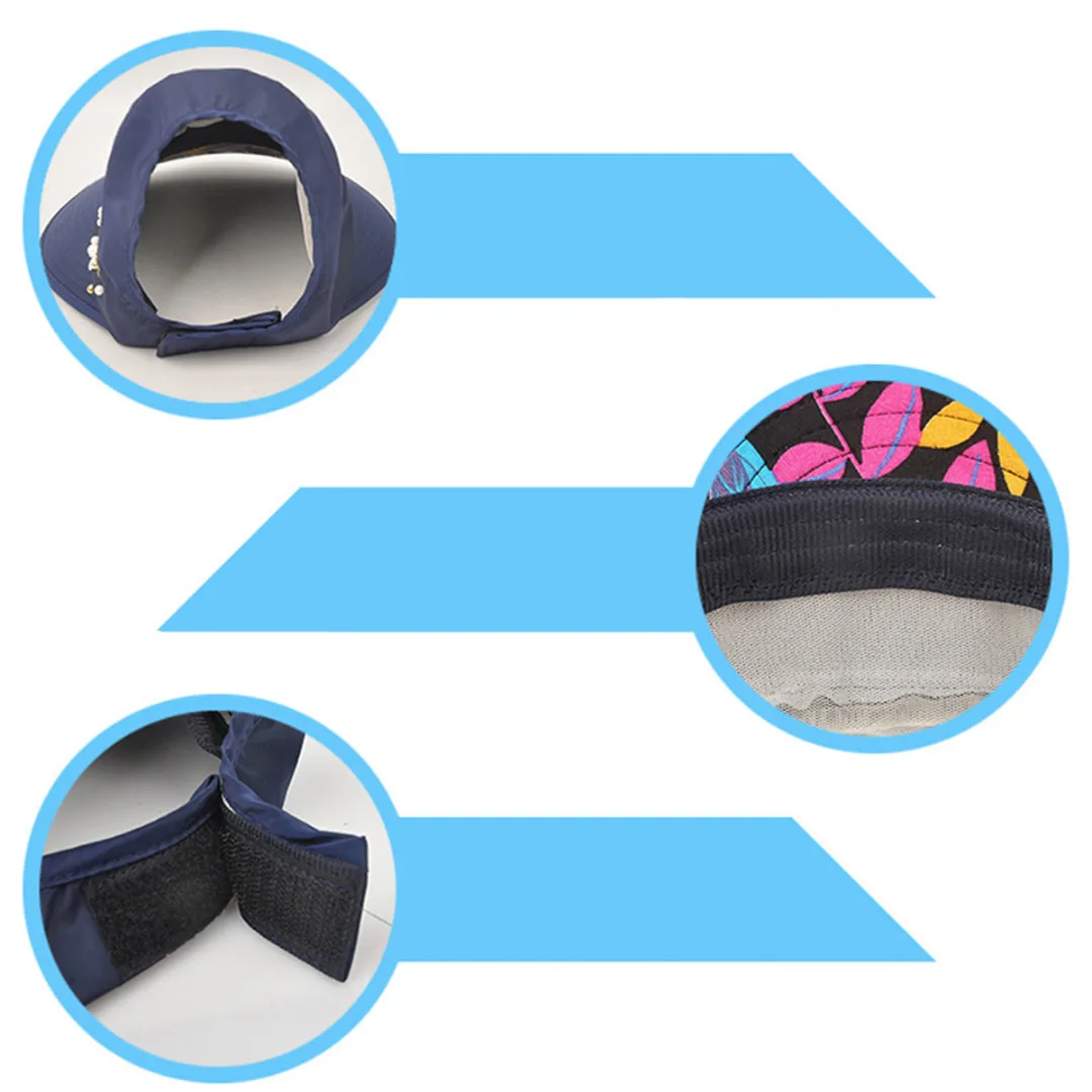Summer Wide Brim Hat Visor Cap Foldable Fower Beach Sun Hat Women Outdoor Anti-UV hats BBYES