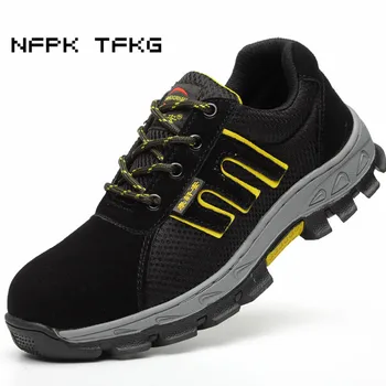

large size men's leisure steel toe cap working safety shoes construction site worker tooling security boots protection footwear