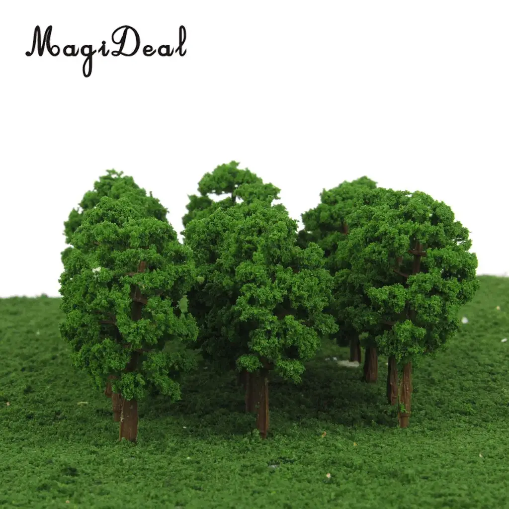 MagiDeal 20Pcs 1/150 Scale Plastic Model Trees Train Railroad Street Railway Scenery for Garden House Park Scene Layout Decor