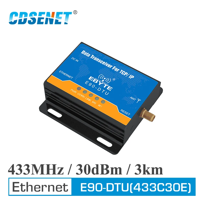 

Ethernet Modbus 433MHz 30dBm 1W Long Range Wireless Transceiver E90-DTU-433C30E IoT PLC 3000m Distance 433 MHz RJ45 rf Module
