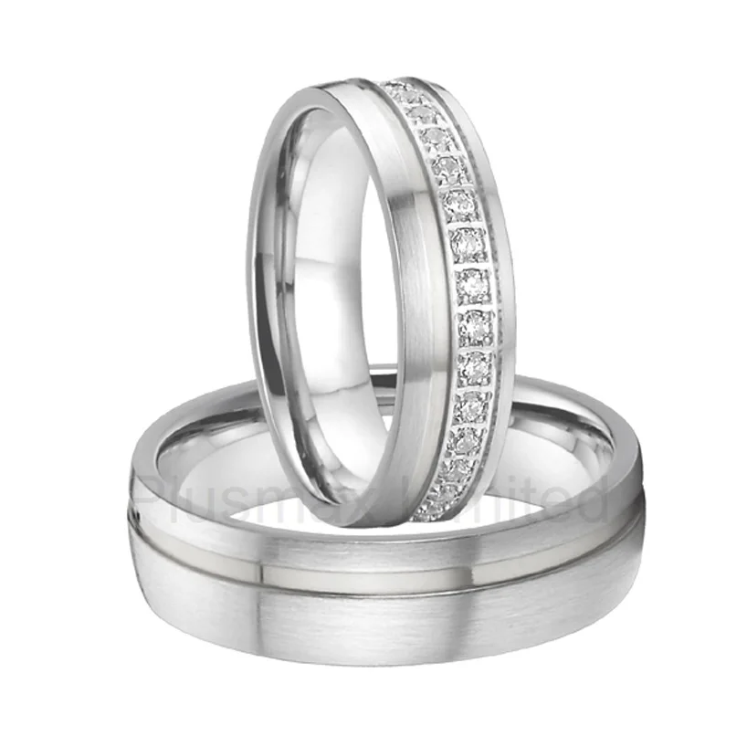 anel alliance China titanium steel band Manufacturer for custom cz jewelry wedding rings