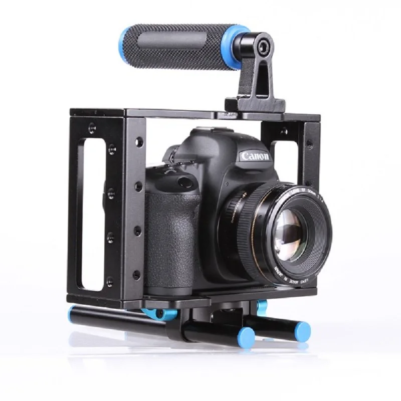 Портативный 3 в 1 DSLR Rig набор клетка для камеры+ непрерывный фокус+ Матовая коробка для Canon 5D2 5D3 6D 7D 60D 70D аксессуары для фотостудии