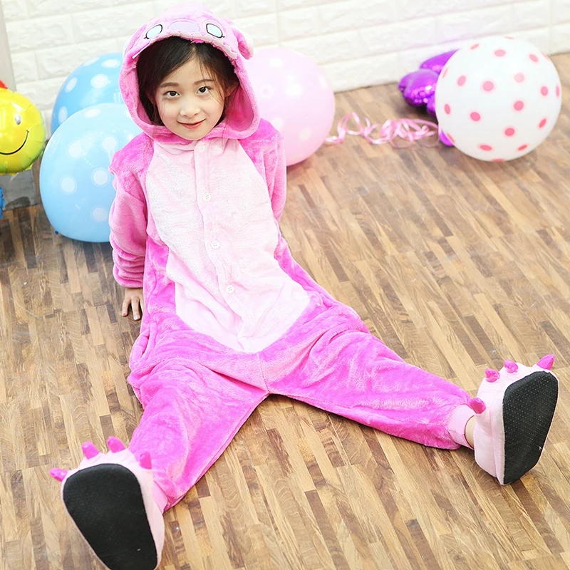 

Kid Baby Boys Girls Hare Lilo Blue stitch Cosplay Onesie Pajama sets Winter Sleepwear Party dress Cartoon Animal Hooded Costume
