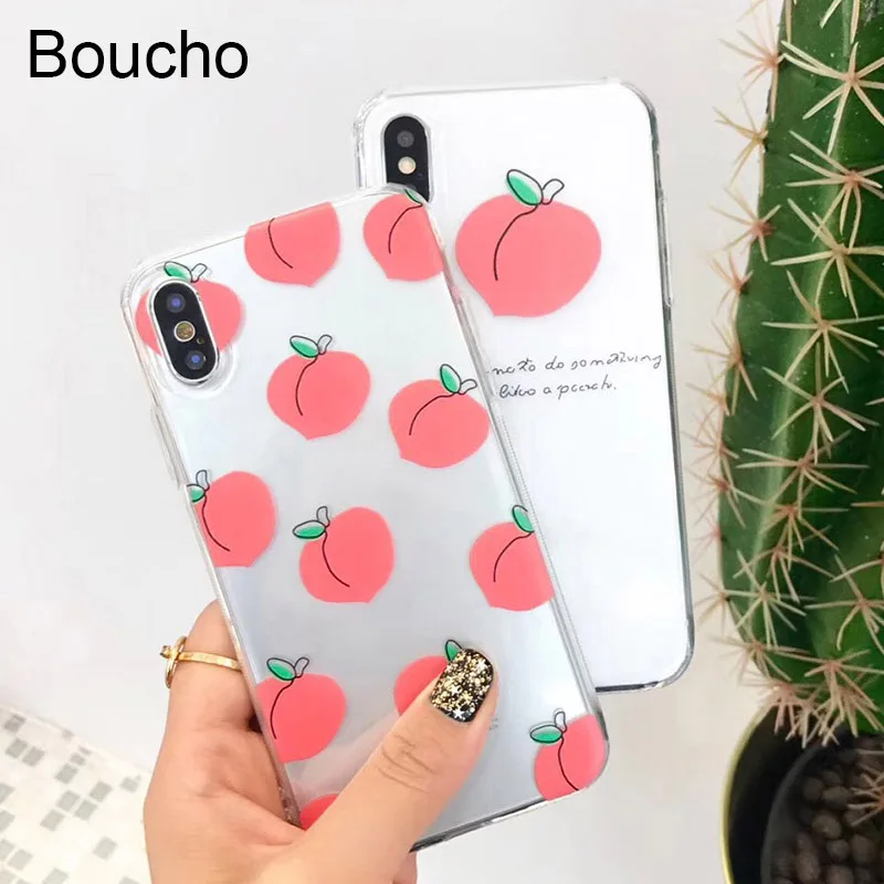 Чехол для телефона Boucho Lovely Fruit Peach iphone X чехлы 6 6S 7 8 Plus Ультратонкий Мягкий ТПУ