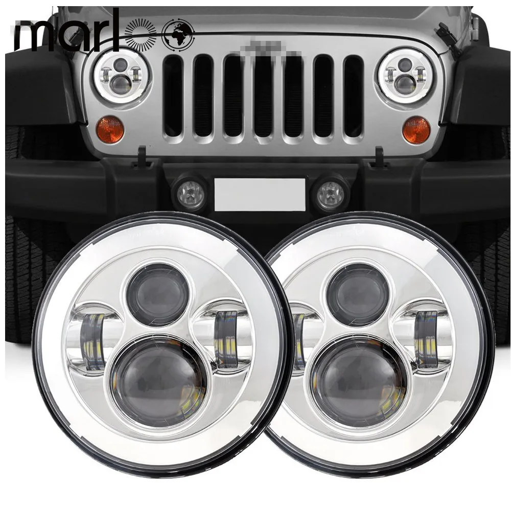 Черный/хром " светодиодный налобный фонарь для Jeep Wrangler TJ LJ JK JKU Rubicon Sahara для Ford Plymouth Classic Car Truck