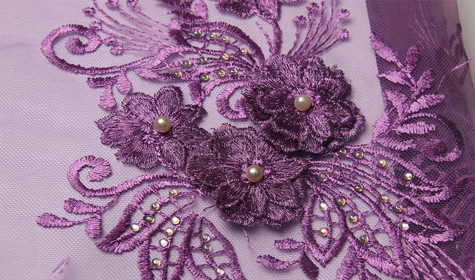 

2017 Purple Latest Style Beaded Lace Fabric Fashion High Quality African Lace Fabric Tulle African French Lace Fabric NA836B-1