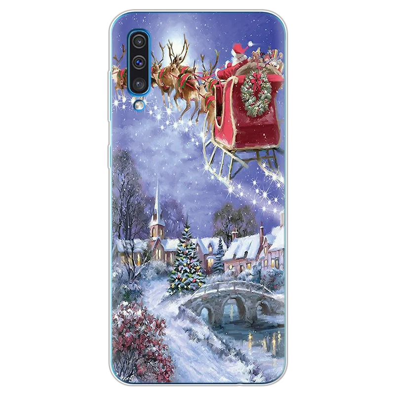 Merry Christmas Cartoon Santa Claus Deer Case For Samsung Galaxy A50 Soft Silicon Coque For Samsung A40 A60 A70 A7 A9 Cover - Цвет: sdzikong