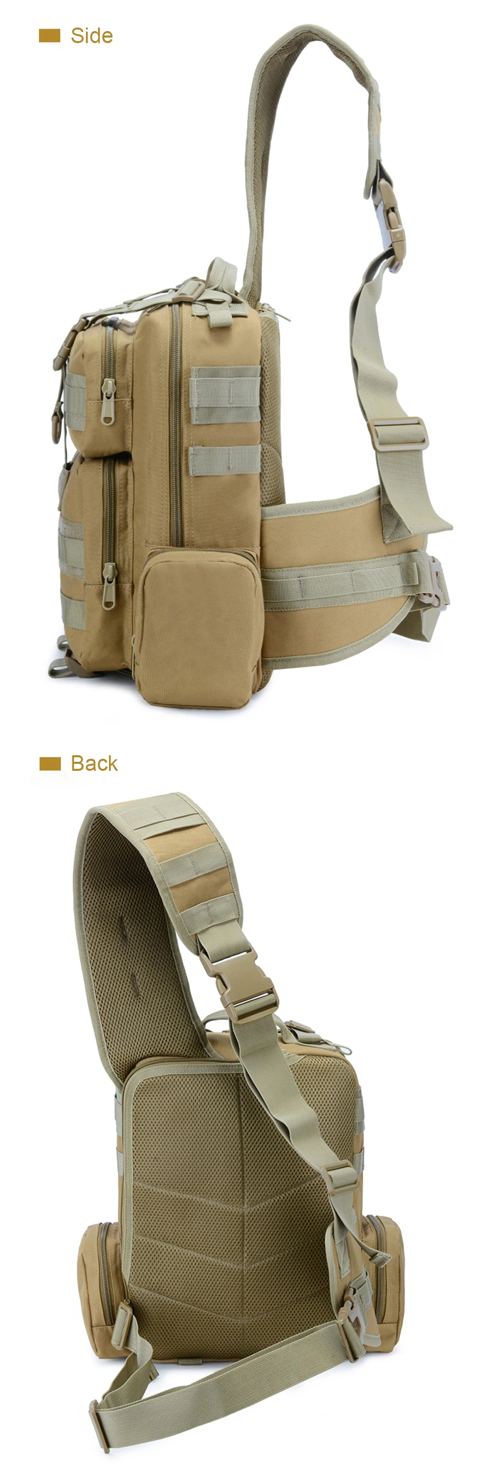 Outdoor Sports Tactical Bag Military Bags Assault Camouflage Bagpack Waterproof Shoulder Bag Pack Molle Messenger Chest Daypack (9)