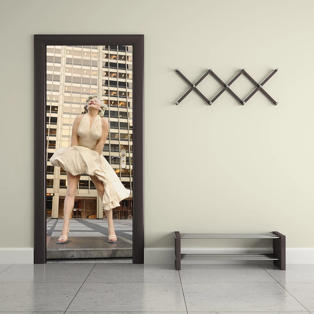 3D ремонт дверей стикер актер Мэрилин картины Мерлин Монро холст картина из 5 частей самоклеющиеся водоотталкивающие обои Гостиная