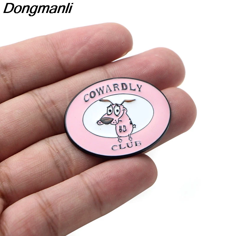 P2987 Dongmanli Courage The Cowardly Dog Metal Enamel Pins and Brooches for Women Men Lapel pin backpack bags badge pin Gifts