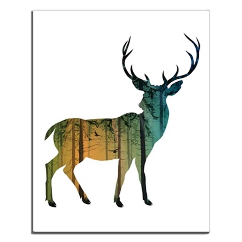 

Deer Nordic Abstract Fashionable Sample Frameless Canvas Oil Painting Poster Creative Living Room Kids Room Unique Gifts On Wall