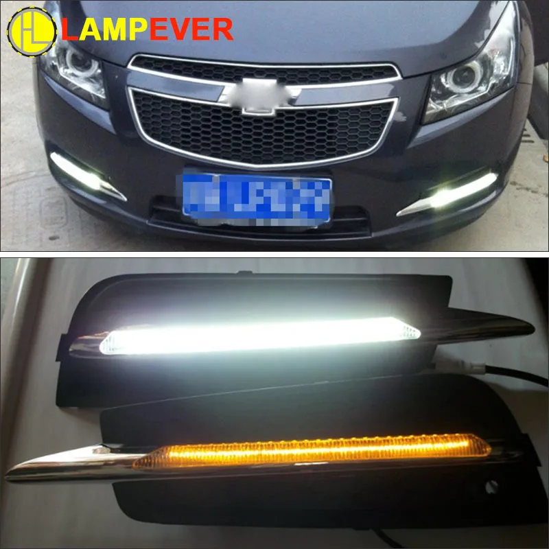 

2 Pcs Turn Signal and dimming style 12v Auto Car DRL daytime running LED lights Front Fog lamp for Chevrolet Cruze(low) 10-14