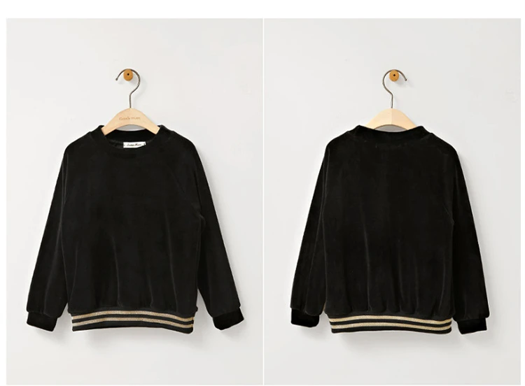 Teenage Clothing For Big Girls Black Velour Long Sleeve Blouse With Fishtail Flare Skirt 2 Pieces Set Velvet Clothes 2018 Autumn (9)