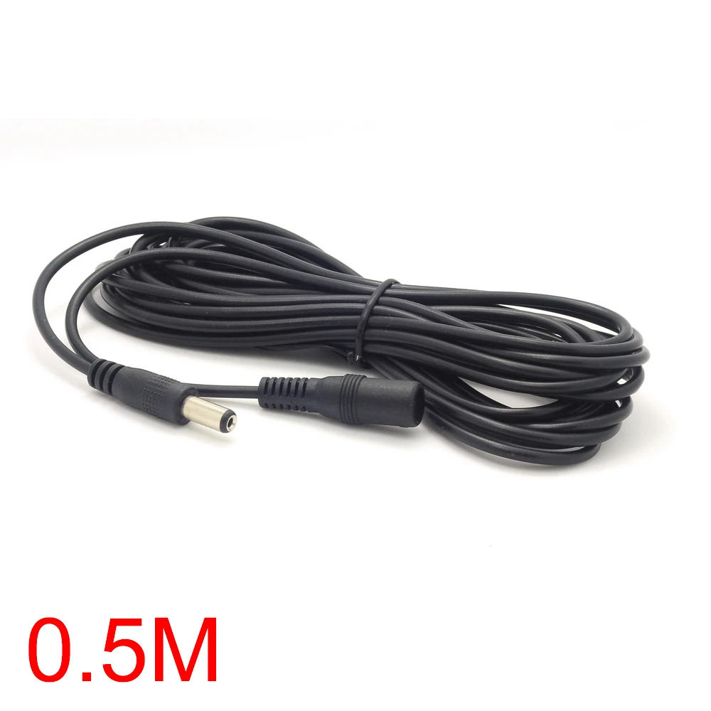

0.5M/1.6FT DC Cable Male to Female Connector 2.1*5.5mm Pigtail Plug 12V/24V