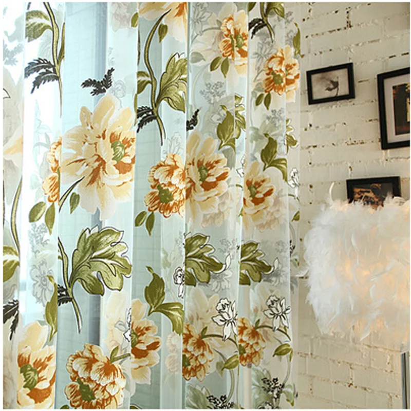 Floral Cortinas Burnout voile cortina ventana moderna sala dormitorio tulle cortina cocina telas cortinas T & #223 30