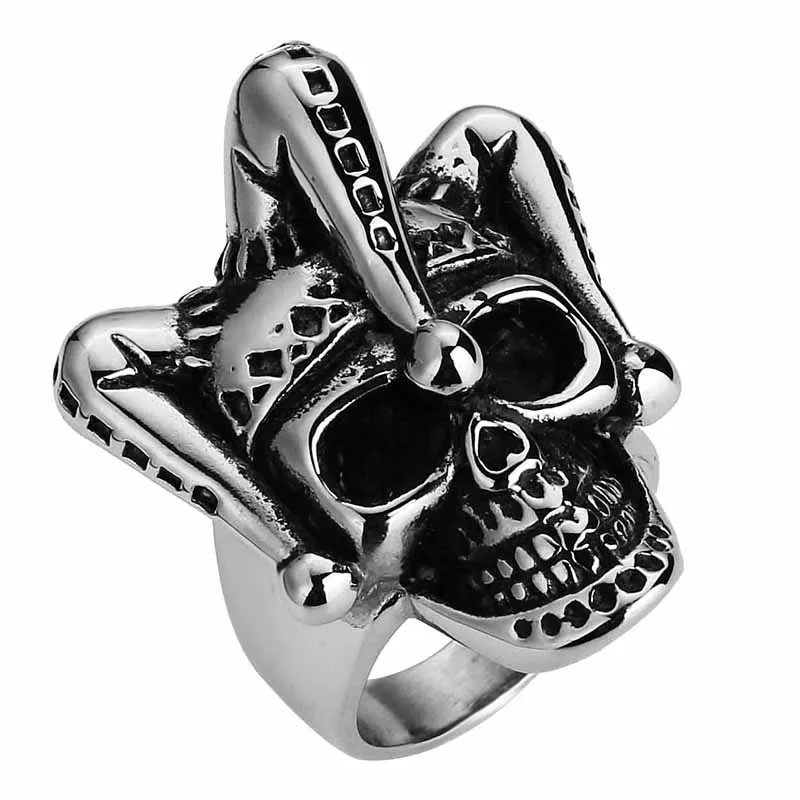 Valily ювелирные изделия Готический Джокер клоун череп кольцо из нержавеющей стали кольцо в стиле панк, готика для мужчин палец группа anel masculino, США Размер 8-14