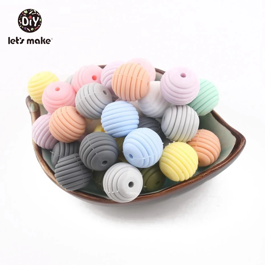 Let's Make Silicone Beads 10pcs 15mm Thread Spiral Beads Silicone