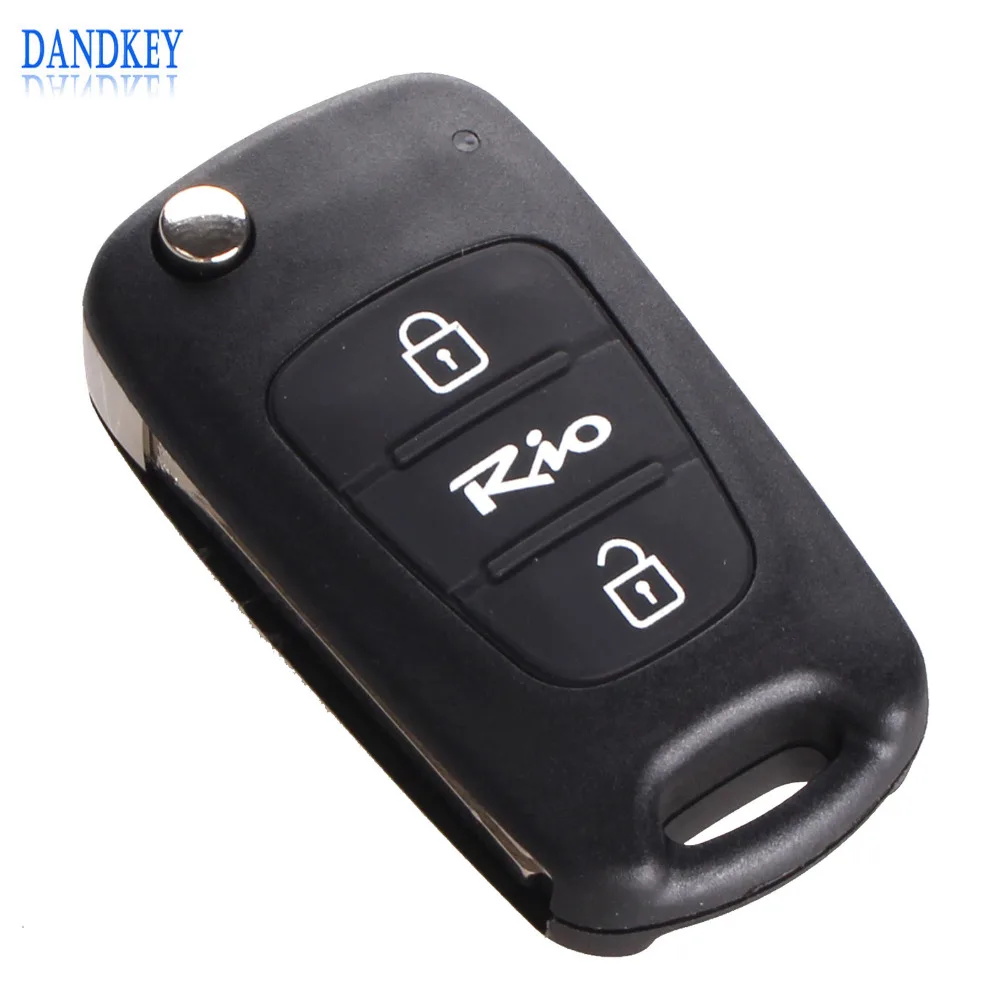 Dandkey новая Замена откидной складной ключ оболочки автомобиля стиль 3 кнопки для Kia Rio дистанционного ключа автомобиля Пустой Брелок чехол