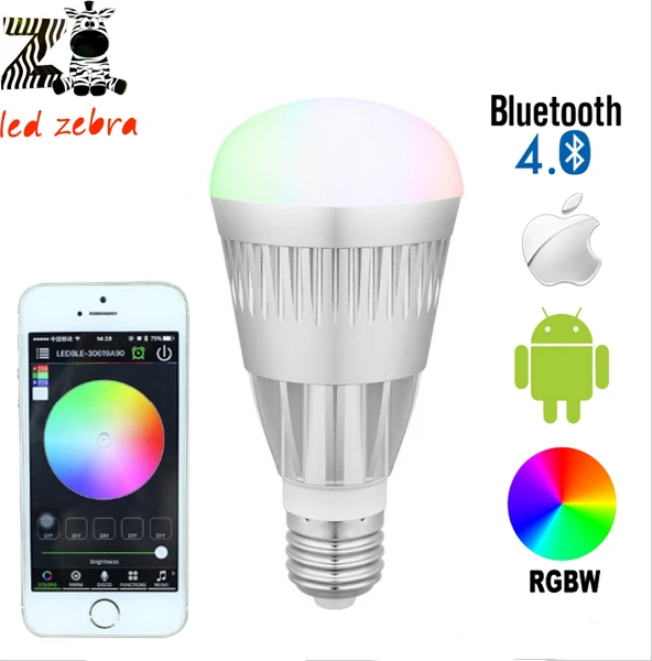 

E27 10w rgbw rgbww bluetooth 4.0 led bulb,smartphone control 16million colors,wireless magic color light dimmable lamp AC85-265v
