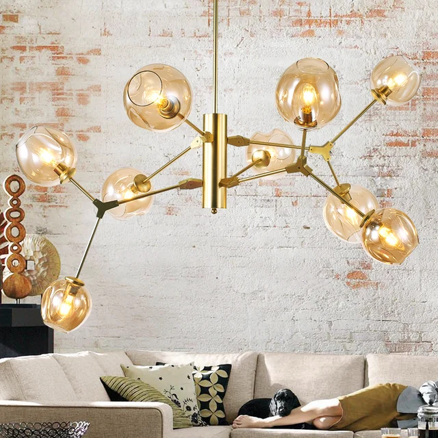 9 heads Modern Glass Chandeliers Gold/Black Metal Chandelier ... 9 heads Modern Glass Chandeliers Gold/Black Metal Chandelier ...
