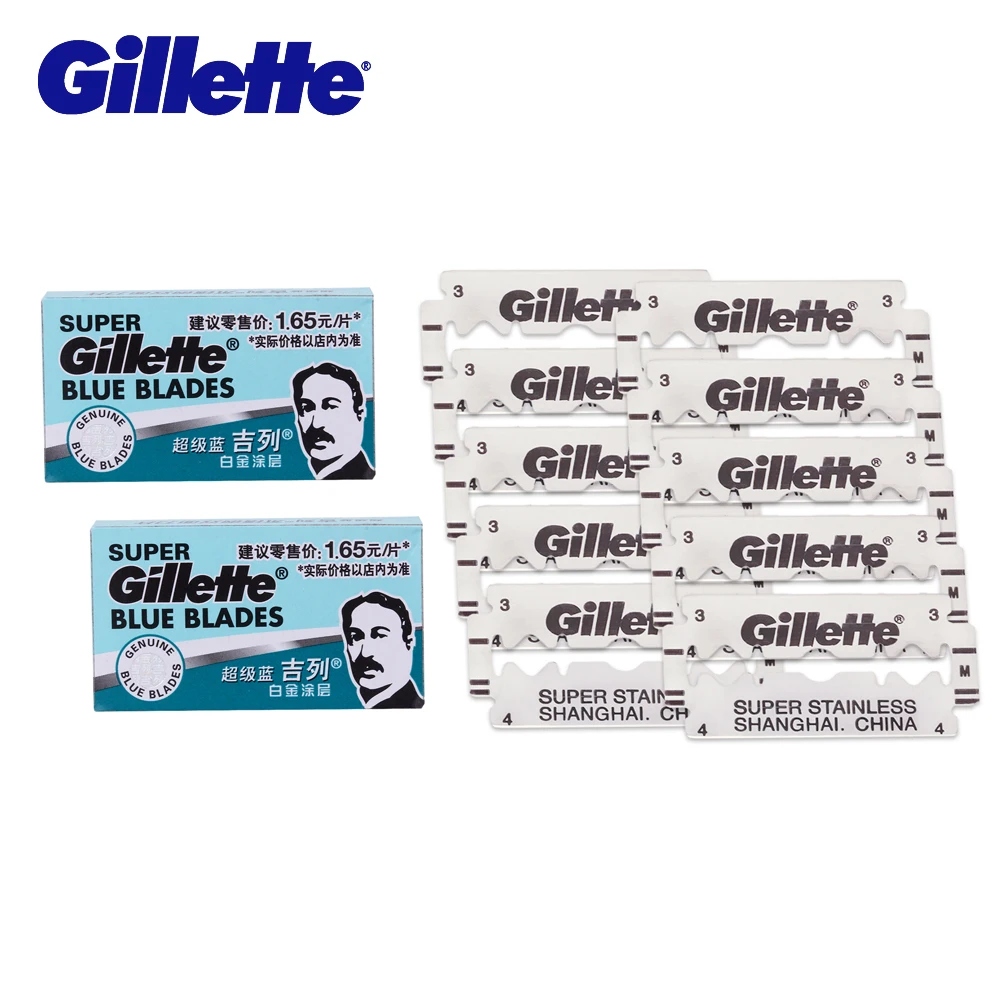 Gillette супер синие бритвенные лезвия для мужчин из нержавеющей стали 5 лезвий x 2 Коробка двойной край бритвы головки лопастей|Бритва| | АлиЭкспресс