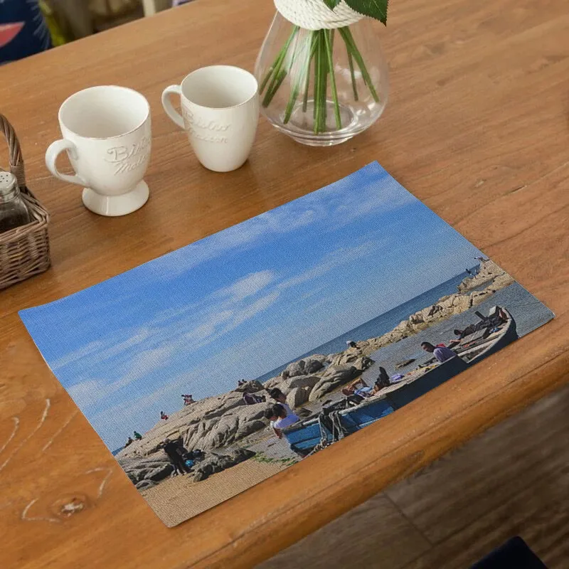 

Modern Scenery Pattern Placemat For Dining Table Tea Party Decorations Coaster Eco-friendly Washable Table Mats For Kitchen