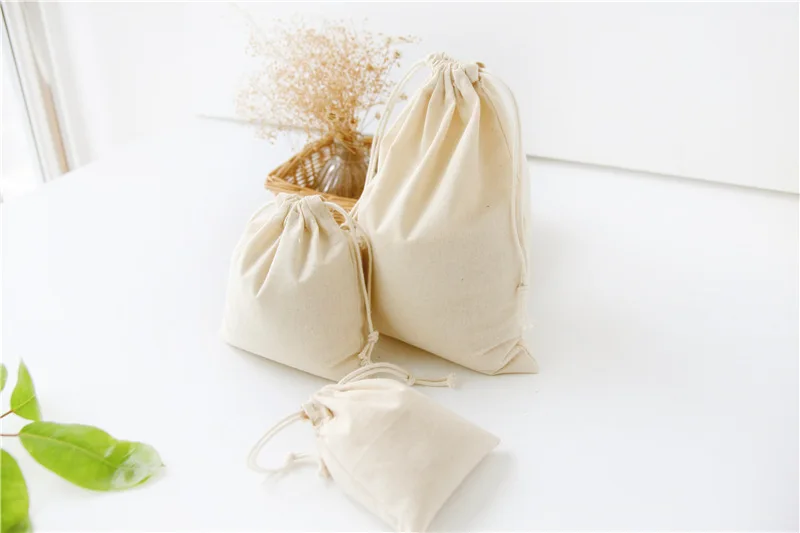 Белая хлопковая сумка на шнурке, одноцветная домашняя сумка для хранения кофейных зерен, Подарочная сумка, женская сумка для путешествий, сумочка для монет