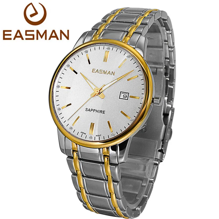 EASMAN Brand Mens Wristwatch Gold Top Designer Black Luxury Classics Sapphire Solid Strap Clock Men Wristwatch