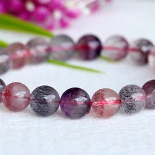 Натуральный разноцветный микс супер семь 7 отделка стрейч браслет круглый бусины Мелодия камня 8,5 мм