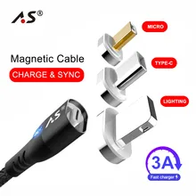 A. S 0,5 м 1 м 2 м светодиодный магнитный кабель для iPhone X iPad Быстрая зарядка Micro USB кабель и usb type C кабель для samsung Xiaom кабель для передачи данных