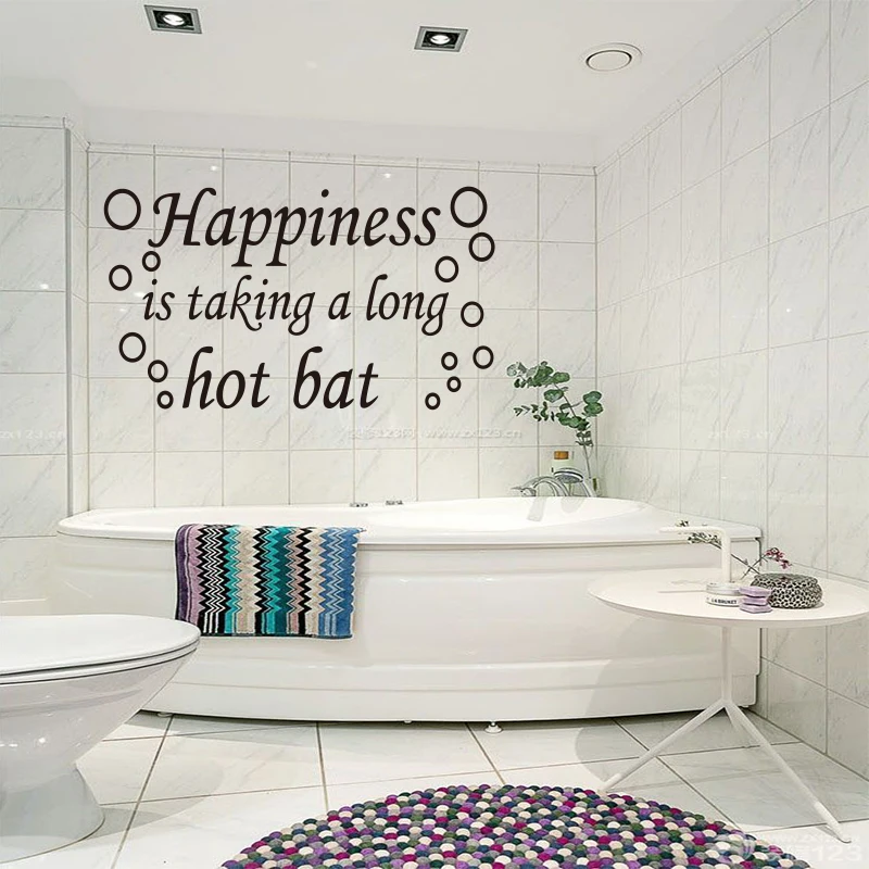 DIY Vinyl Wall Stickers for Bathroom Shower Room Happiness Bath Bubbles