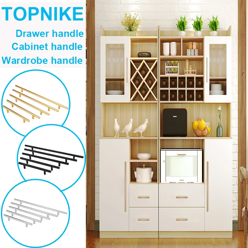 

TOPNIKE Modern wardrobe door handle cabinet drawer handle simple European style black gold silver cupboard handles