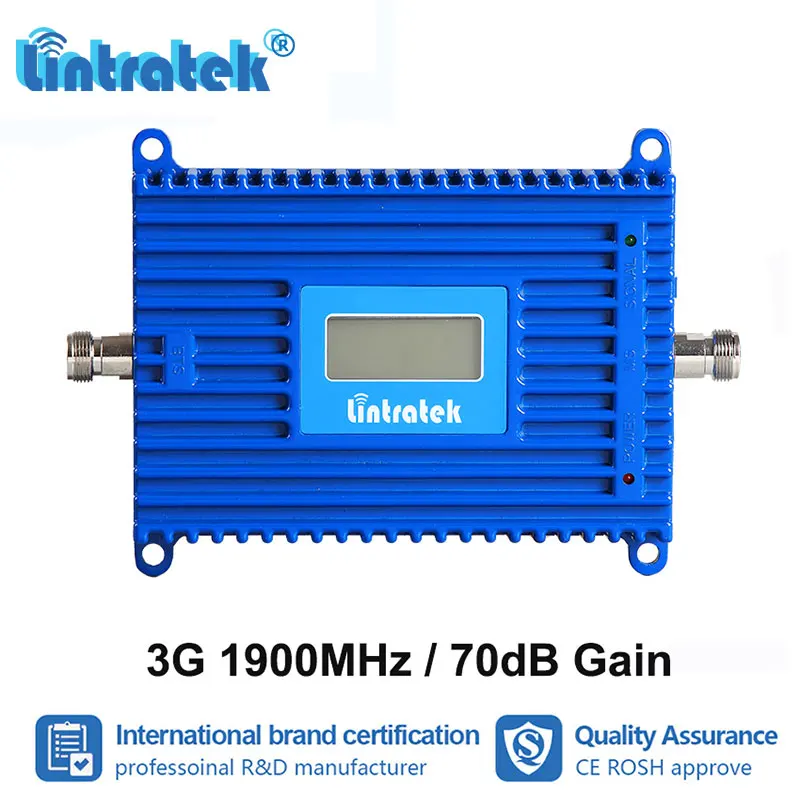 

Lintratek 70dB Gain LCD Display 3G PCS 1900MHz Cell Phone Signal Booster UMTS 1900 Band 2 Repeater Amplifier 3G Internet S9-1