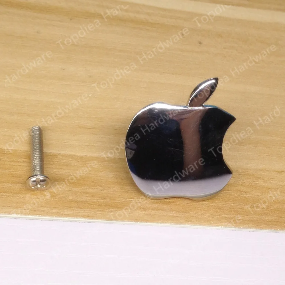 

Single Apple Chroming Znic Alloy Knobs Kitchen Dresser Baby Handles Drawer Pulls Kids Furniture Recessed Door Handle