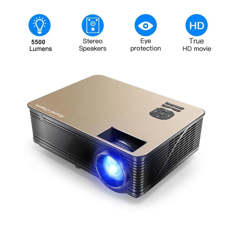 Звук Шарм Full HD светодиодный 3D проектор Поддержка 4K домашний кинотеатр проектор