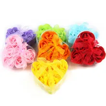 30 шт/5 коробок Высокое качество 7 цветов сердце роза мыло цветок для романтической ванны и подарок натуральный пищевой ингредиент