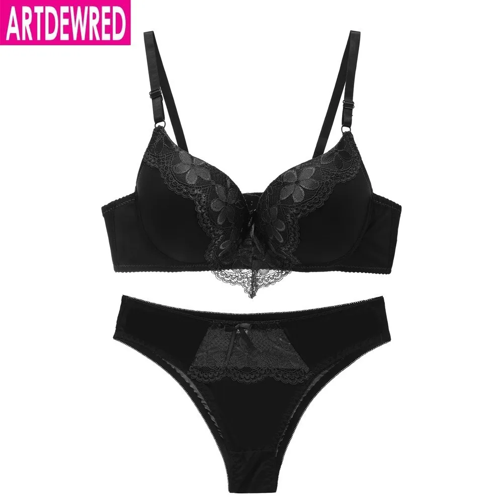New 2019 Bra Brief Set Sexy Plus Size Women Bra Set Push Up Lace Underwear Set Intimate Bra Panty Set 36-44 BC Cup