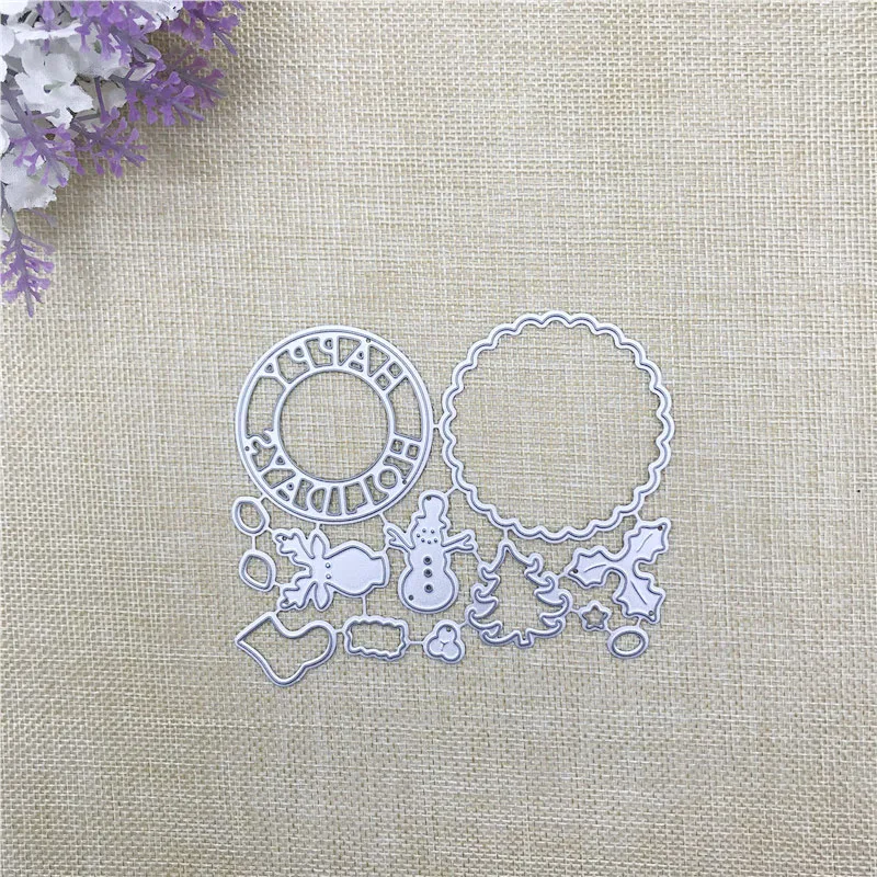 

Julyarts Circle Snowman Happy Word Die Metal Cutting Die Stencil For Scrapbooking Card Making Die Metal Crafts Die Cut Stitch