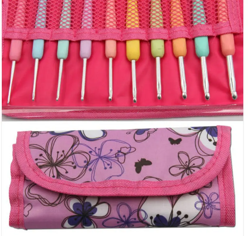 

10Pcs/Set With Bag KOKNIT Candy Color DIY Knitting Crochet Hooks Set -Pink Case DIY Craft Sewing Tools For Women Gift