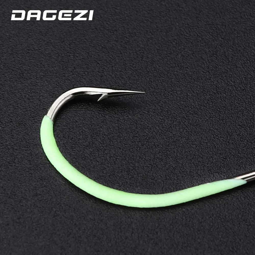 DAGEZI 10Pcs/Lot High Carbon Steel Luminous Fishing Hook #9-#18 Fishhooks Durable Pesca barbed hook Fishing Tackle