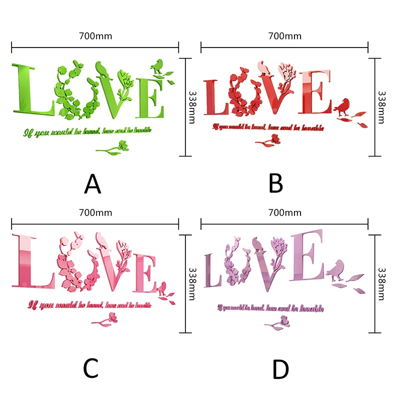 Любовь Акриловые 3d наклейки на стену для спальни детская комната ТВ фон стены гостиной красочные настенные наклейки украшение дома