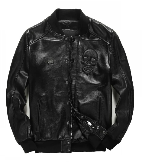 Sheep skin autumn and winter font b men s b font brand Genuine font b Leather