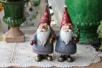 

Lovery Santa Claus Resin Home Ornament Elf Dwarf Holiday Christmas New Year Gift Decoration Office Crafts