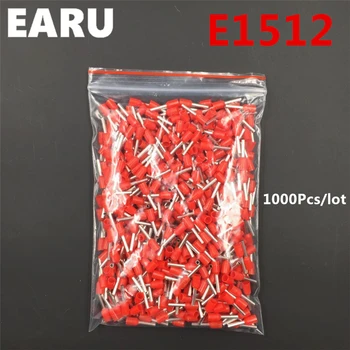

1000Pcs E1512 Tube Insulating Insulated Terminal 1.5MM2 16AWG Cable Wire Connector Insulating Crimp E Black Yellow Blue Red