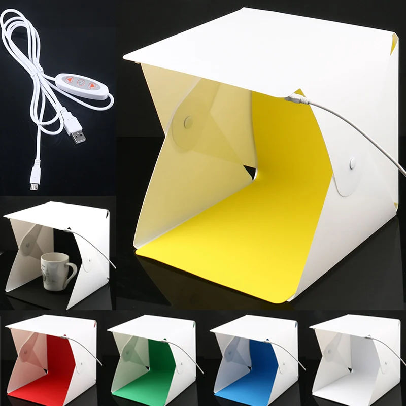 

Mini Folding Studio Diffuse Lightbox with Dual LED Light Photography Background Photo Studio Box @JH