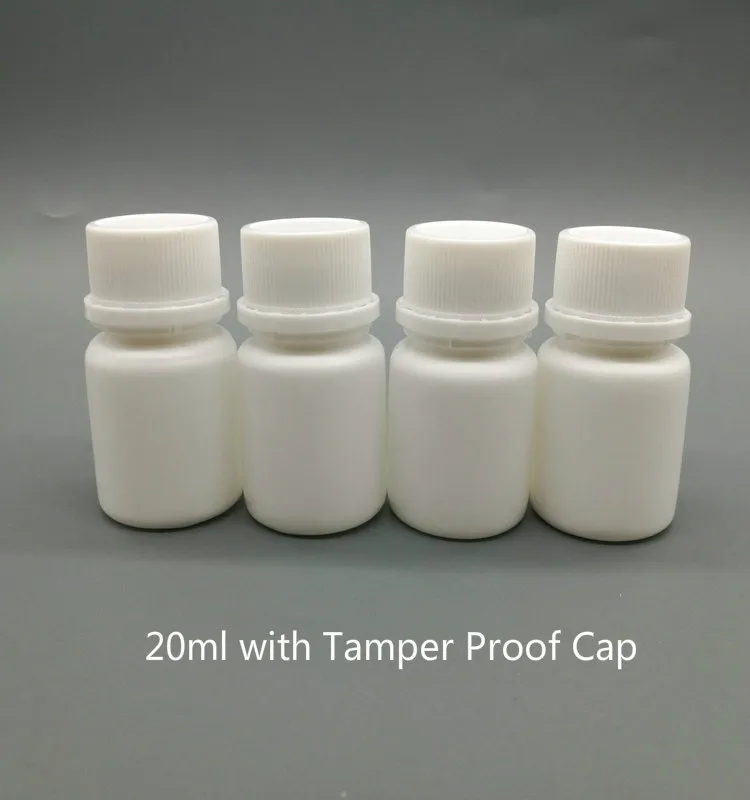 50 шт./лот 20 мл 20cc HDPE Белый медицинский флакон пластик, пустые витамины бутылки с колпачок с индикацией вскрытия