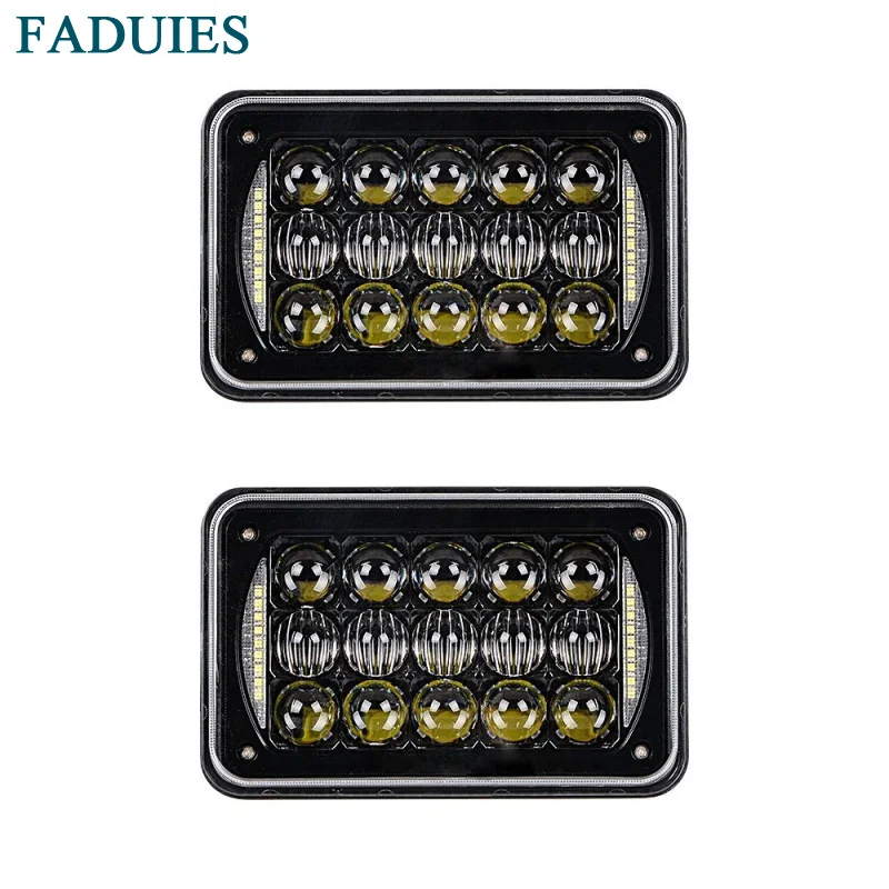 2017 New 4x6 inch LED Headlights Rectangular Replacement H4651 H4652 H4656 H4666 H6545 For Peterbil Kenworth Freightinger Ford (1)1