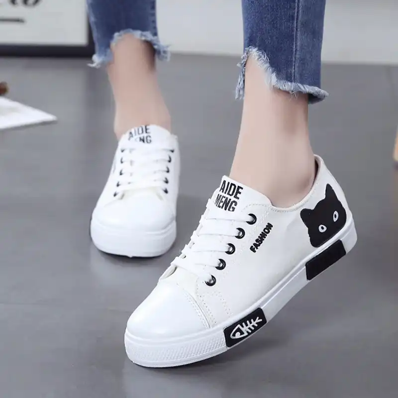 Printemps Automne Femmes Baskets Chat Toile Chaussures A Lacets Sneaker Blanc Chaussures Impression Chaussures Femme Decontractees Chaussures Plates Zapatos Mujer 6818 Aliexpress Printemps Automne Femmes Baskets Chat Toile Chaussures A Lacets Sneaker Blanc Chaussures Impression Chaussures Femme Decontractees Chaussures Plates Zapatos Mujer 6818 Aliexpress