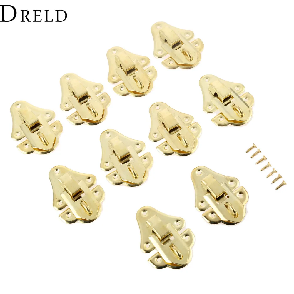 10Pcs Antique Gold Box Latches Decorative Hasp Jewelry Wooden Box